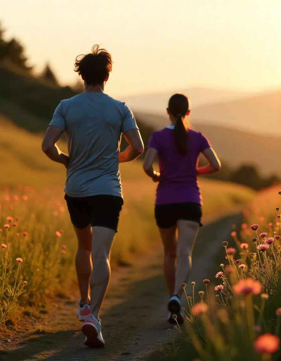 runners on a sunny evening